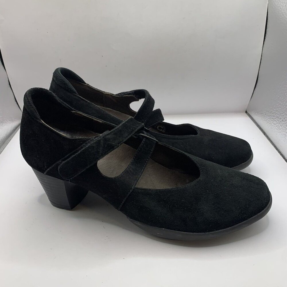 Wolky heel suede leather Mary Jane style Office Heel black size 38 US 7-7.5